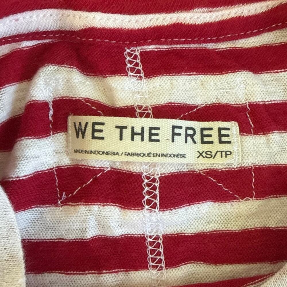 We The Free Striped Tee Linen Nora Size Xs Red White - Picture 2 of 3